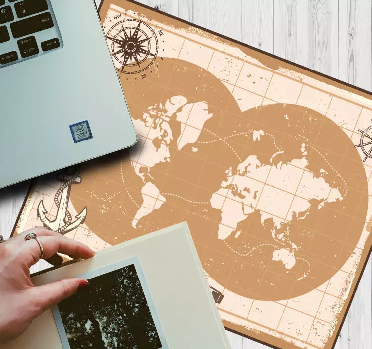 Mousepad weltkarte nautische weltkarte - TenStickers