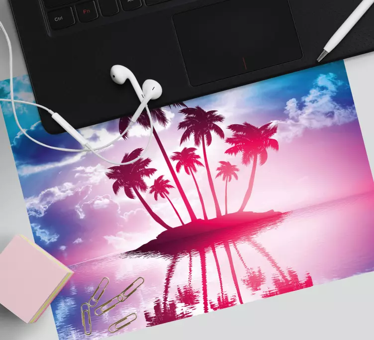 Mousepad weltkarte tropische insel reflexion - TenStickers