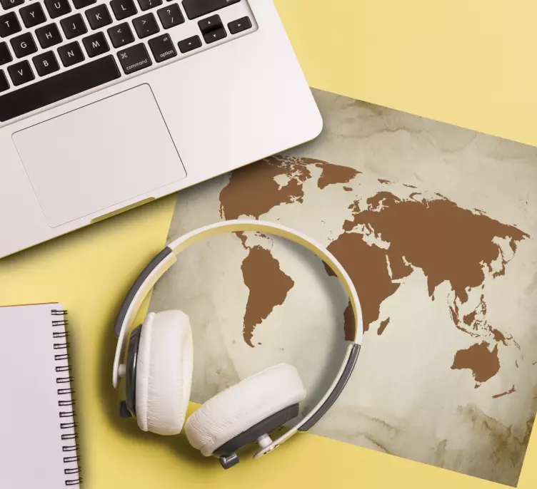 Mousepad weltkarte vintage braun welt - TenStickers