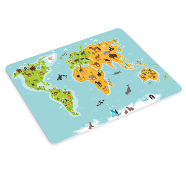 Mousepad weltkarte mit bunter tierkarte - TenStickers