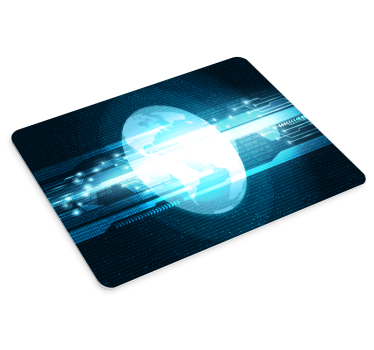 Mousepad weltkarte mit leuchtender globus-illustration - TenStickers