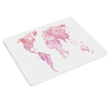 Mousepad weltkarte in pinkem aquarelldesign - TenStickers