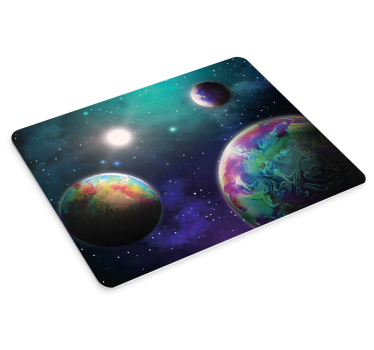 Mousepad Weltkarte bunte kosmische kugeln - TenStickers