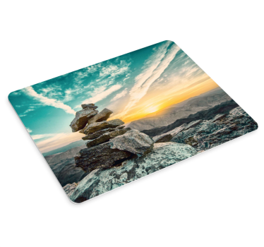 Mousepad weltkarte mit cairn-stapel bei sonnenuntergang - TenStickers