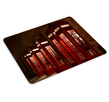 Mousepad weltkarte mit roten telefonzellen - TenStickers