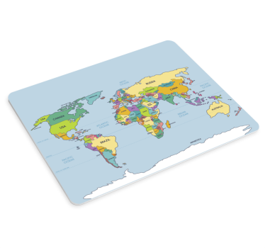 Mauspad Weltkarte Geografisch und politisch - TenStickers