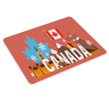 Mousepad weltkarte mit kanadischer symbolik kunst - TenStickers