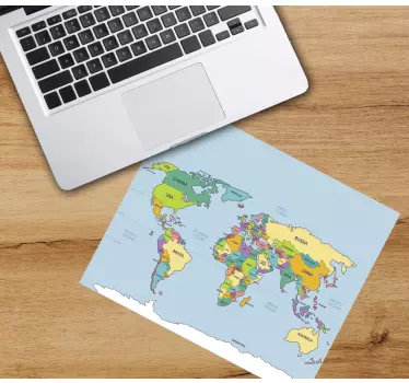 Mauspad Weltkarte Geografisch und politisch - TenStickers
