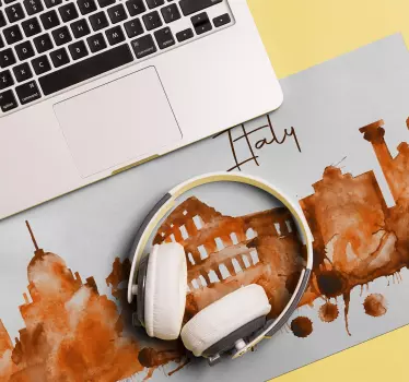 Mousepad weltkarte aquarell der italienischen skyline - TenStickers