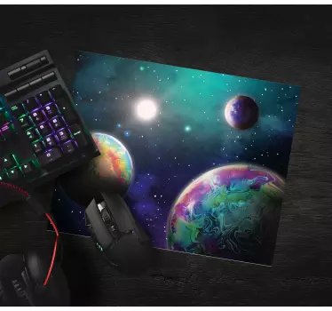 Mousepad Weltkarte bunte kosmische kugeln - TenStickers