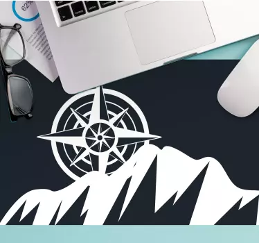 Mousepad weltkarte kompass über berge - TenStickers