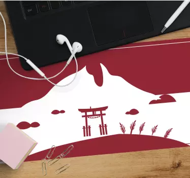 Mousepad weltkarte mit japanischem torii tor - TenStickers
