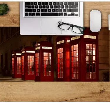 Mousepad weltkarte mit roten telefonzellen - TenStickers