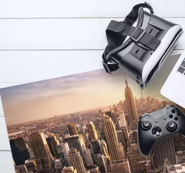 Mousepad weltkarte mit skyline blick - TenStickers