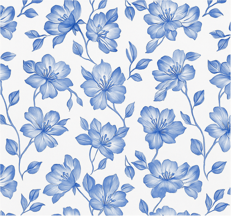 Rollo Fenster Hochzeit blau und weiß geblümt - TenStickers