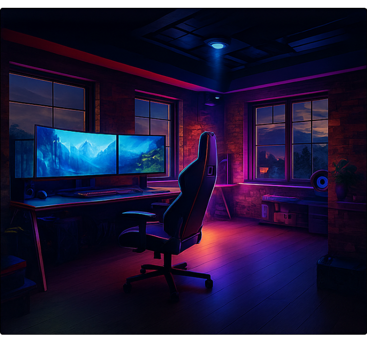 Rollo Fenster Gamer futuristisches neon-spiel-setup - TenStickers