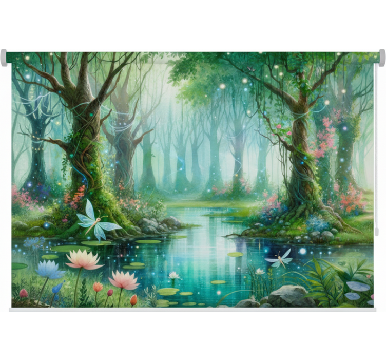 Rollo fenster bäume märchenhaftes wandbild - TenStickers