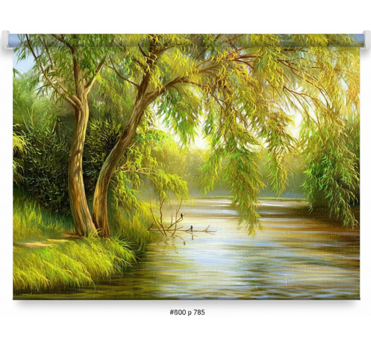 Rollo fenster bäume serene fluss-weide - TenStickers