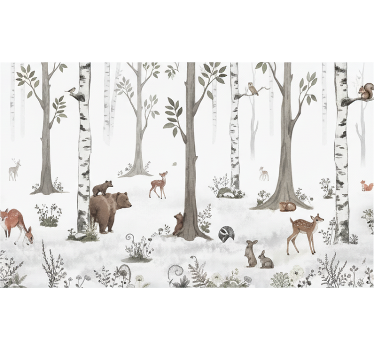 Rollo fenster bäume verspielte waldskizze - TenStickers