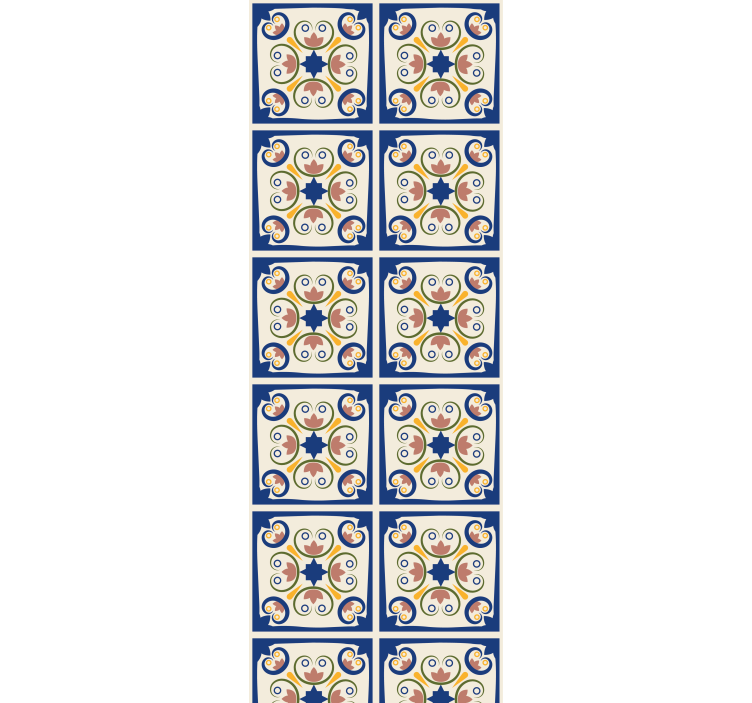 Küchenfenster rollo mit rosa blumen portugiesischem fliesenmuster - TenStickers