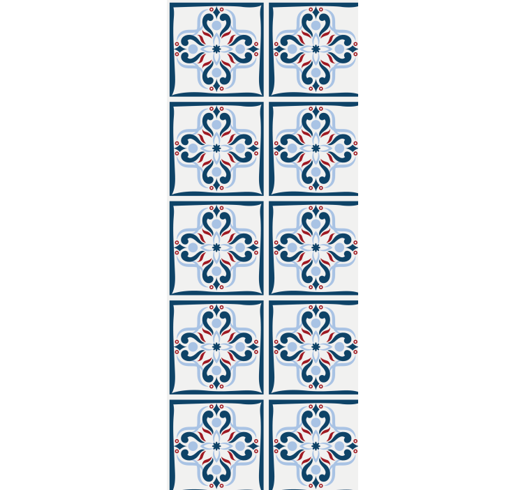 Küchenfenster rollo mit blauen und roten portugiesischen fliesen - TenStickers