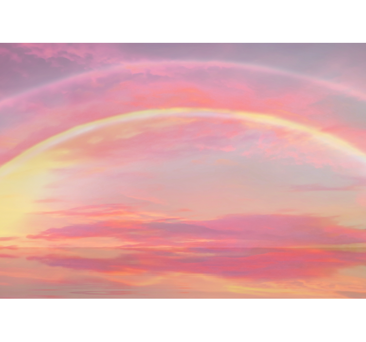 Rollo fenster rosa pinker himmel mit regenbogen - TenStickers