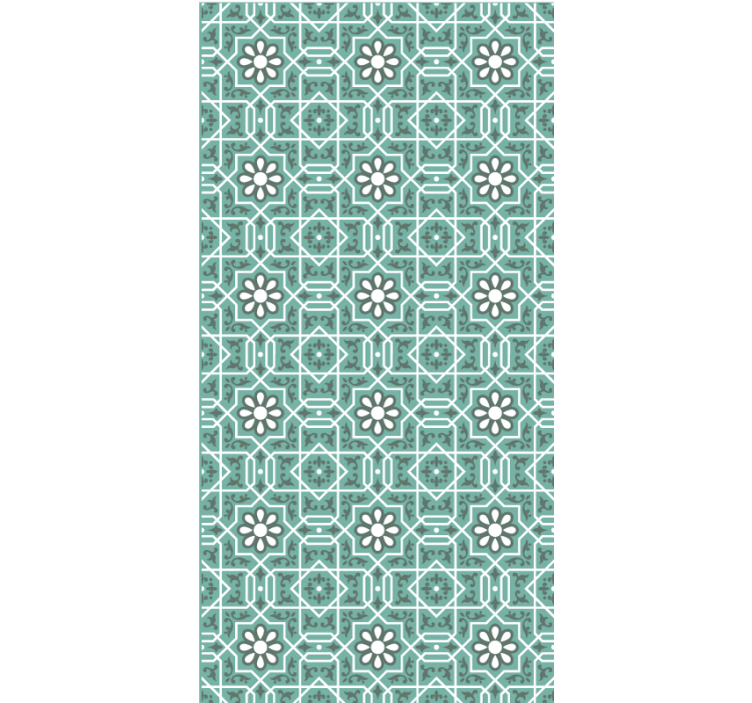 Rollo fenster grün mit grünen blumenkacheln - TenStickers