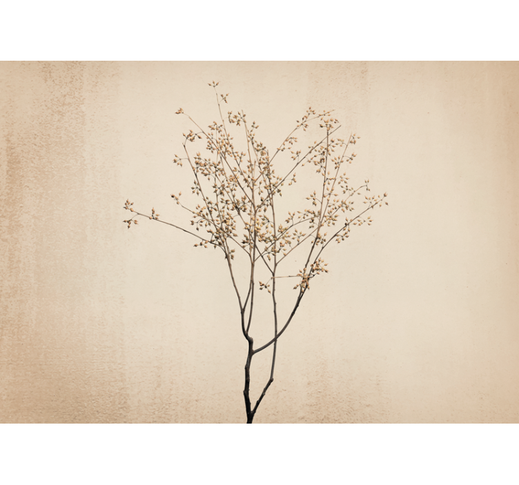 Rollo fenster beige im japandi stil mit blüten - TenStickers