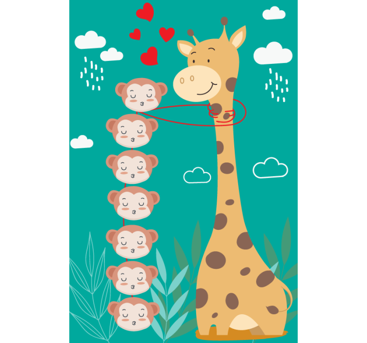 Rollo Fenster mit Tieren giraffe affe liebe - TenStickers