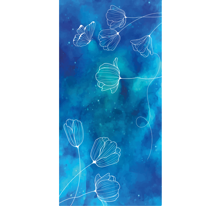 Rollo fenster blumen elegante blaue silhouetten - TenStickers