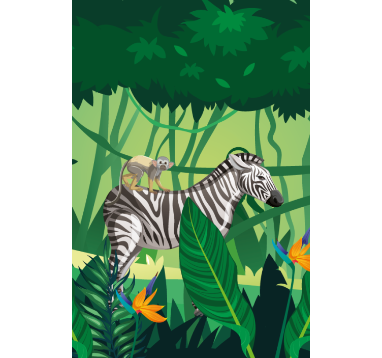 Rollo Fenster Tiere zebra mit affe - TenStickers