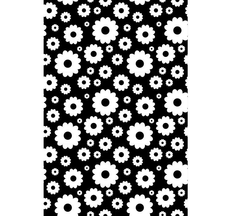 Rollo Fenster Blumen schwarz-weißes blütenmuster - TenStickers