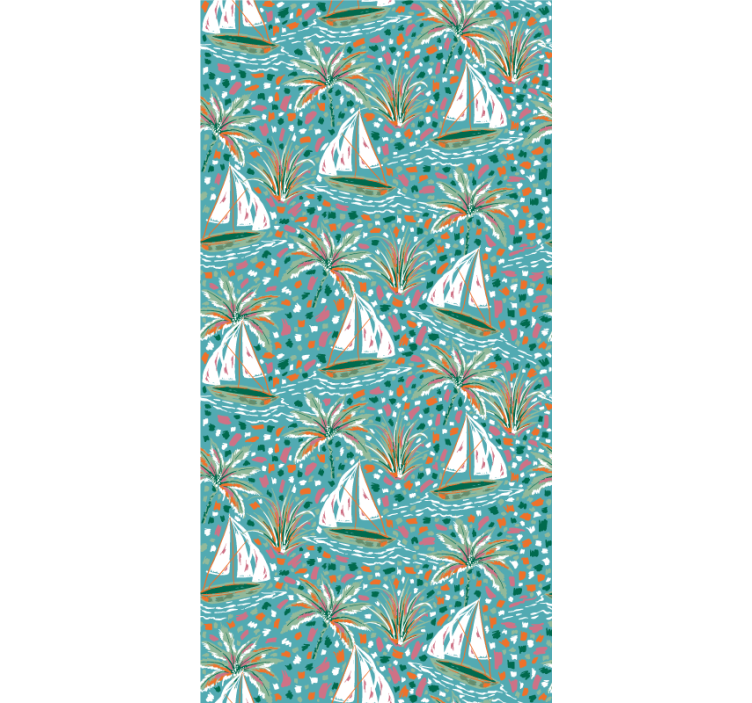 Rollo Fenster Blumen segelboote und palmen - TenStickers