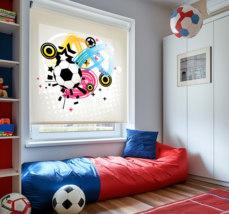 Rollo Fenster Fußball bunter Schuss - TenStickers