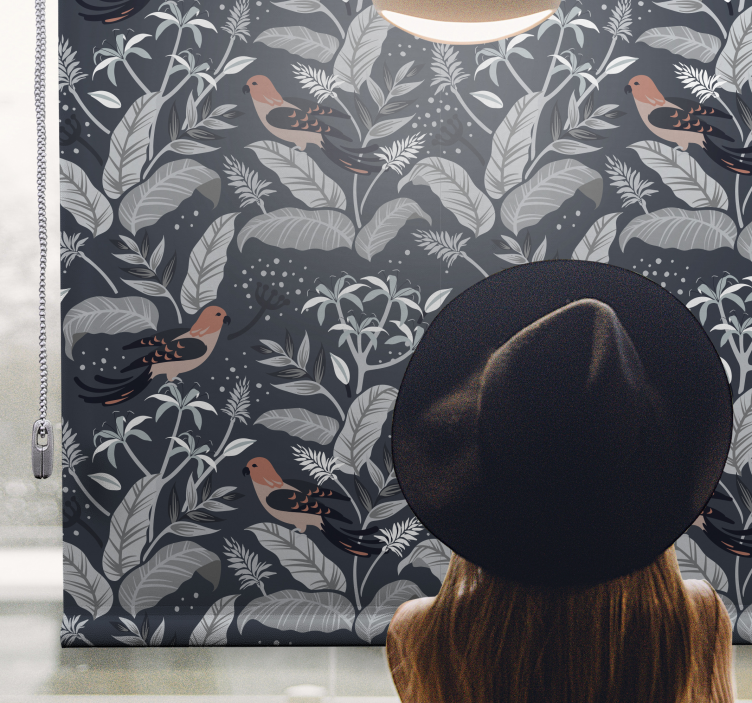 Rollo Fenster Blumen und Pflanzen vogel laub muster - TenStickers