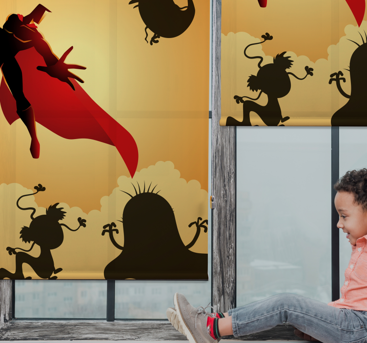 Fenster Rollo Superhelden heroisches silhouettenabenteuer - TenStickers
