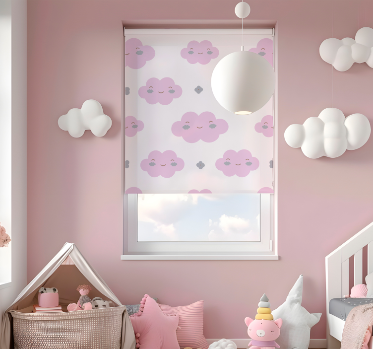 Rollo Fenster Wolken rosa kindermuster - TenStickers