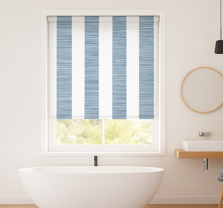 Rollo Fenster Badezimmer ceramica righe blu - TenStickers