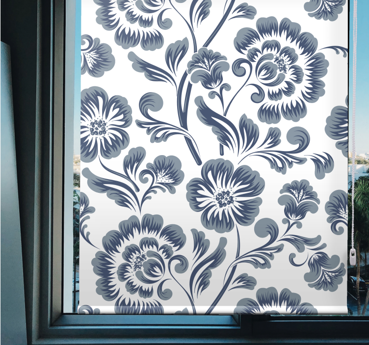 Rollo Fenster Blumen elegante graue muster - TenStickers