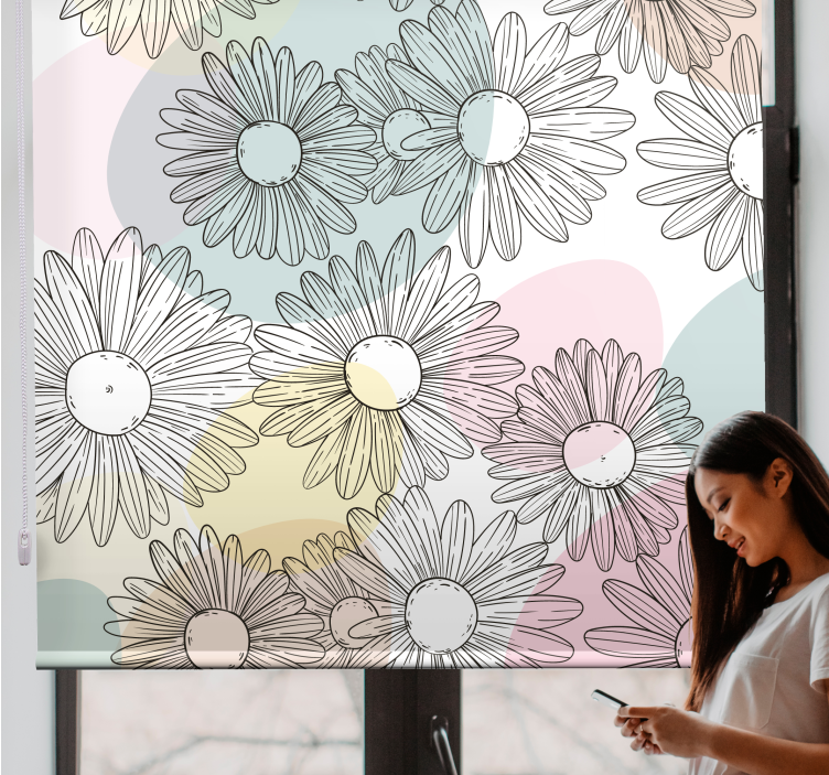 Rollo Fenster Blumen gänseblümchen und pastelltöne - TenStickers