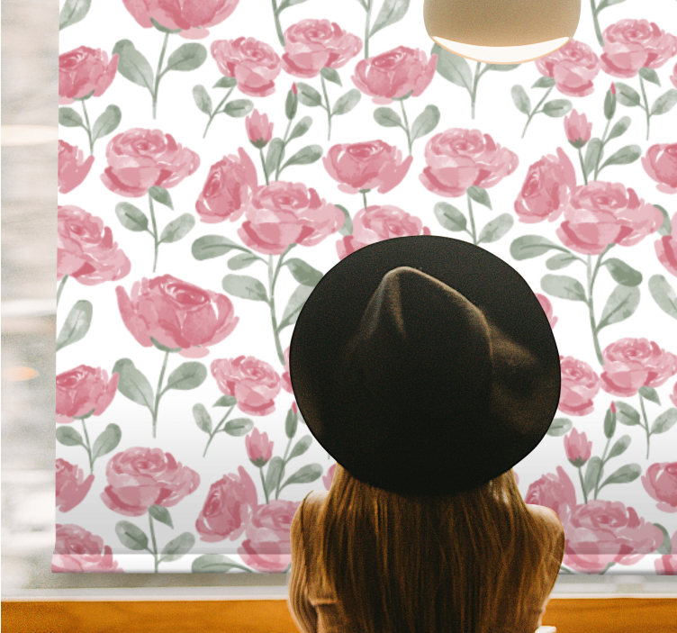 Rollo Fenster Blumen und Pflanzen aquarellrosen - TenStickers