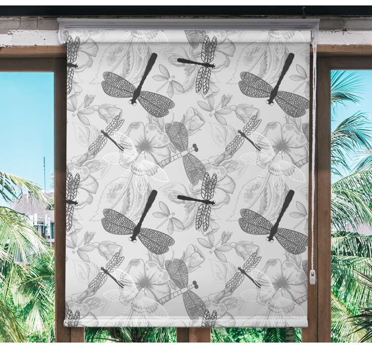 Rollo fenster blumen und pflanzen libellen und blumen - TenStickers