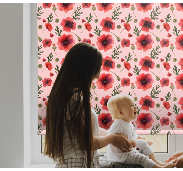 Rollo Fenster Blumen und Pflanzen mohn blumenmuster - TenStickers