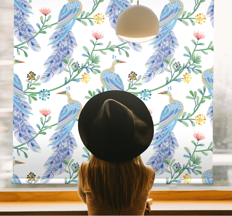 Rollo fenster blumen und pflanzen pfau mit blumen - TenStickers