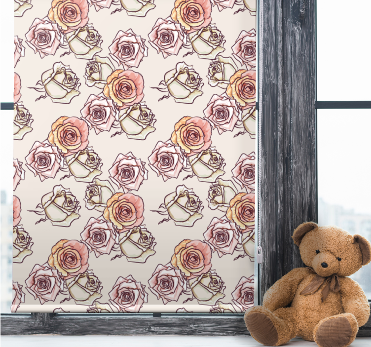 Rollo Fenster Blumen und Pflanzen rosenillustrationsmuster - TenStickers