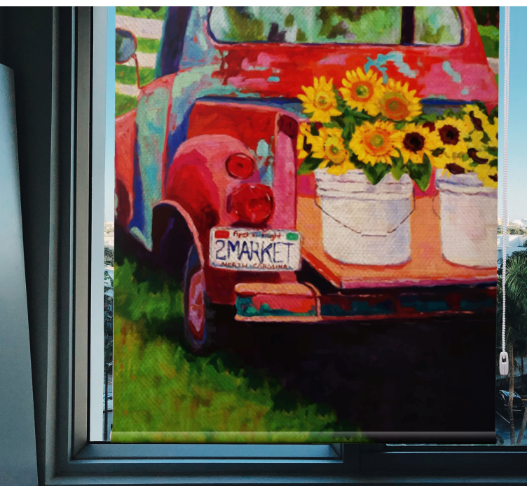 Rollo Fenster Blumen vintage-lkw-blumenstrauß - TenStickers