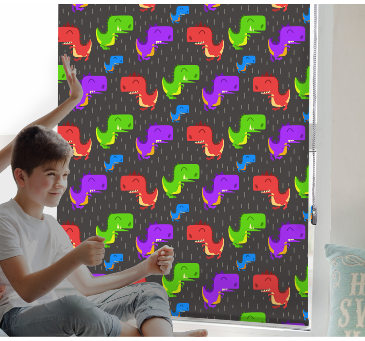 Rollo Fenster Dinosaurier bunte schwarze muster - TenStickers