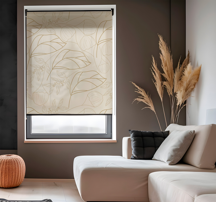 Rollo Wohnzimmer elegant mit dünnem Pflanzenmuster - TenStickers