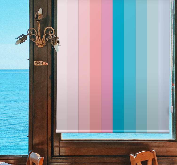 Rollo Fenster innen Farben gestreift rosa und blau - TenStickers