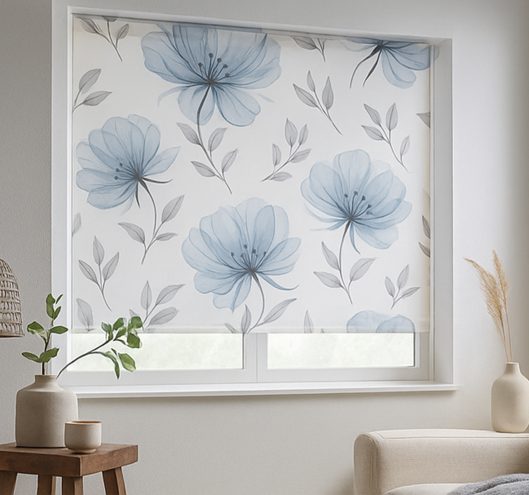 Rollo Fenster Jugenzimmer blaue elegante blumen - TenStickers